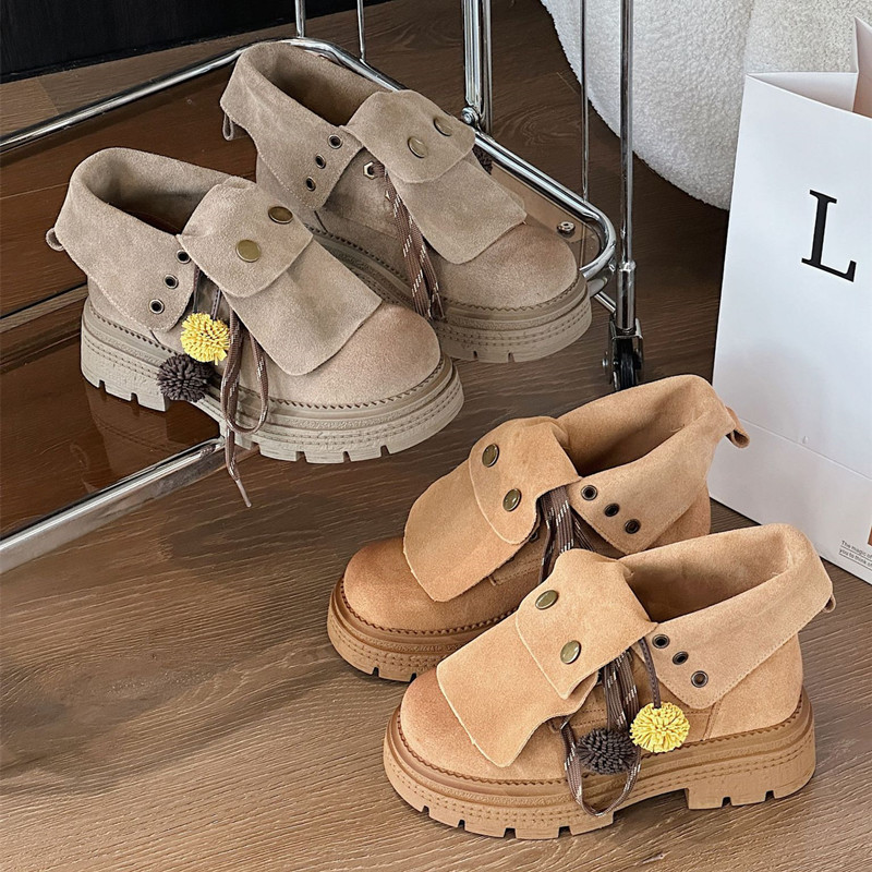 Women'S Fashion Riding Boots - الخريف فو الجلد المدبوغ حذاء من