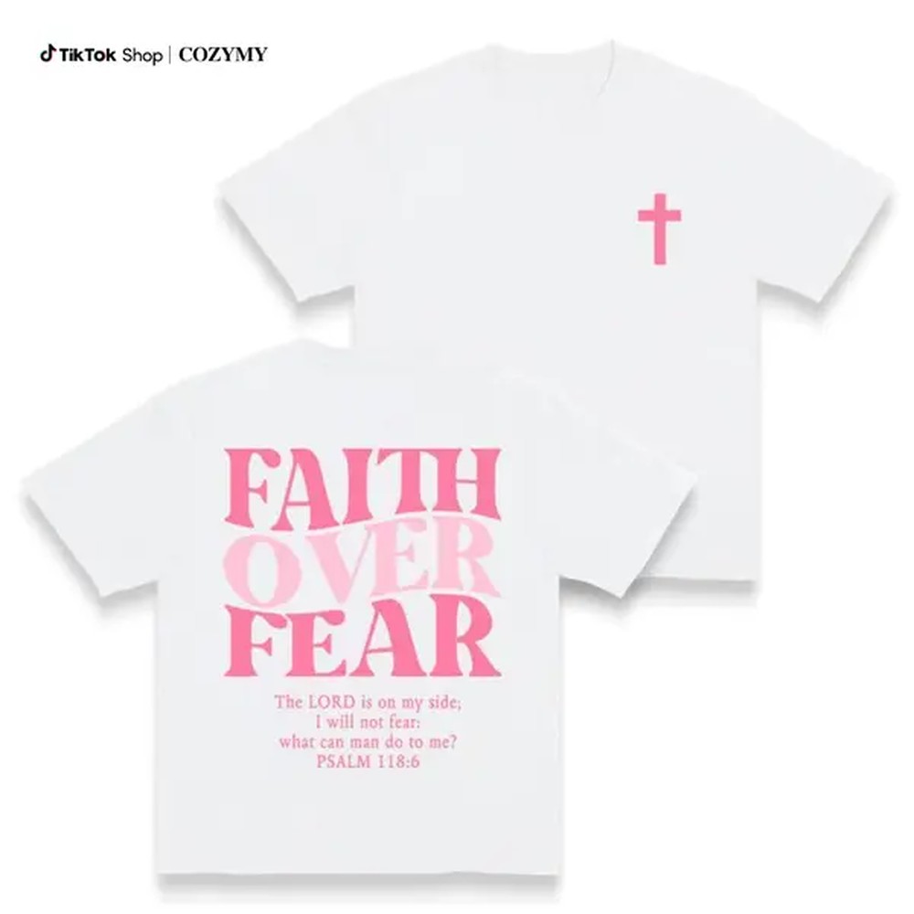 Women'S Fashion Graphic Tees - تيشيرتات بطبعة Faith Over Fear -