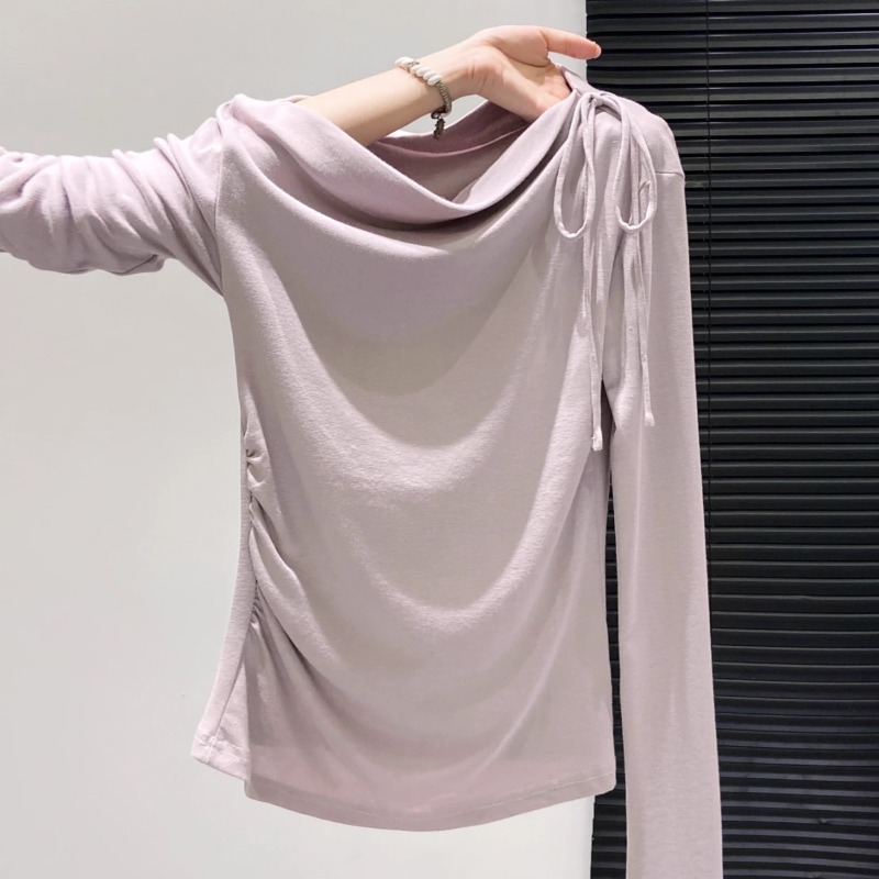 Off Shoulder Top - بلوزة نسائية بأكمام طويلة ورباط قابل