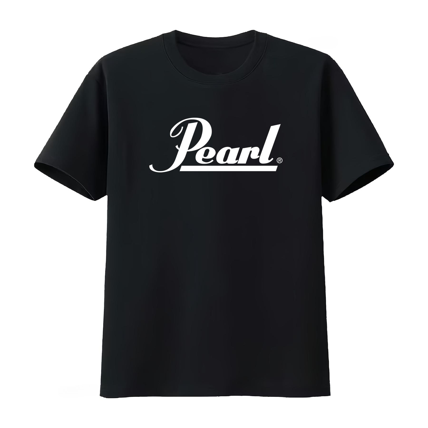Women Fashion Icon - تي شيرت بشعار Pearl Drums أسود
