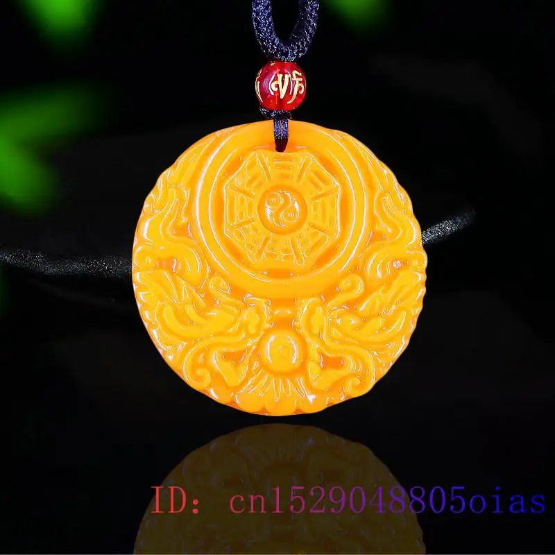 Women Fashion Jewellery - الأصفر اليشم قلادة على شكل تنين