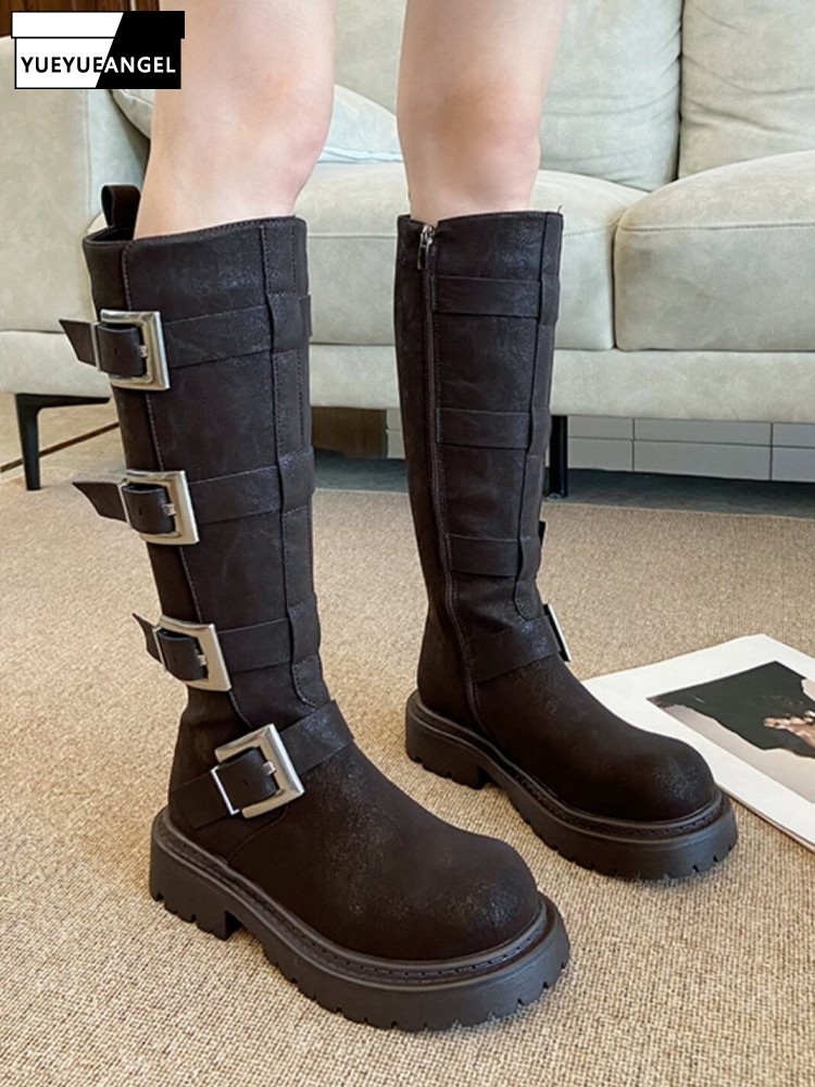 Women'S Fashion Riding Boots - أحذية نسائية عصرية متعددة الأحزمة تصل