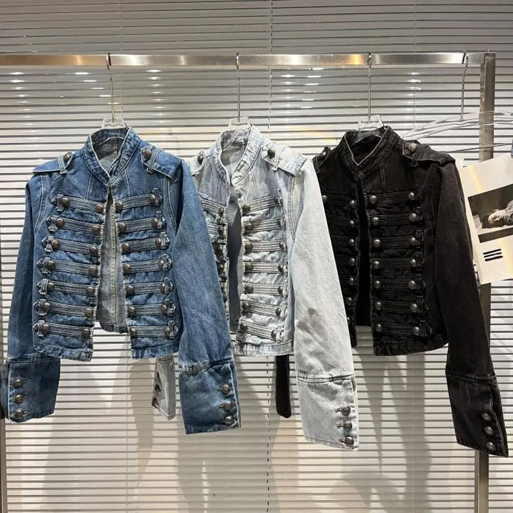 Women Fashion Jeans Top - 2025 ربيع الخريف المرأة سليم المعادن