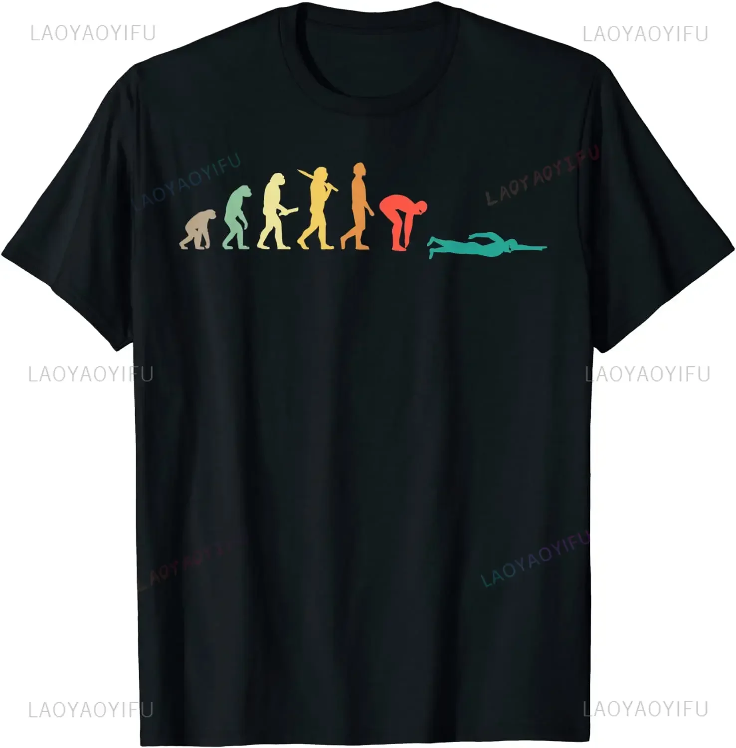 Women'S Fashion Graphic Tees - تي شيرت تطور للسباحة برسومات عتيقة
