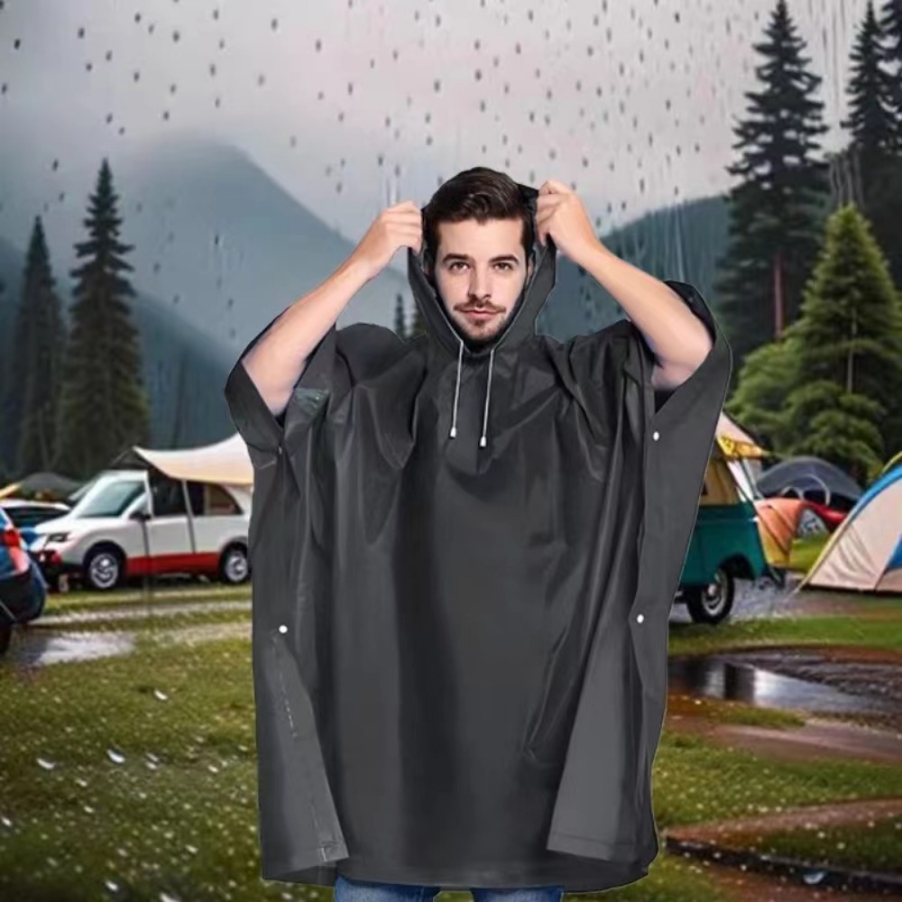 Women'S Fashion Rain Jacket - أسود أزياء الكبار للماء معطف واق