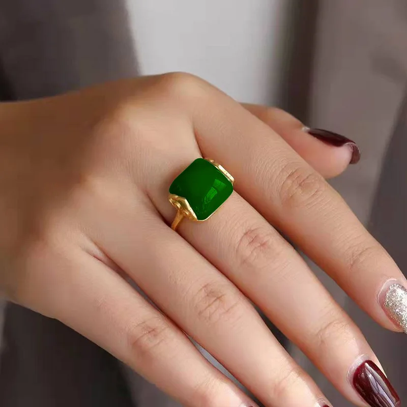 Women Fashion Jewellery - خاتم اليشم الهيتي الطبيعي مجوهرات الأزياء
