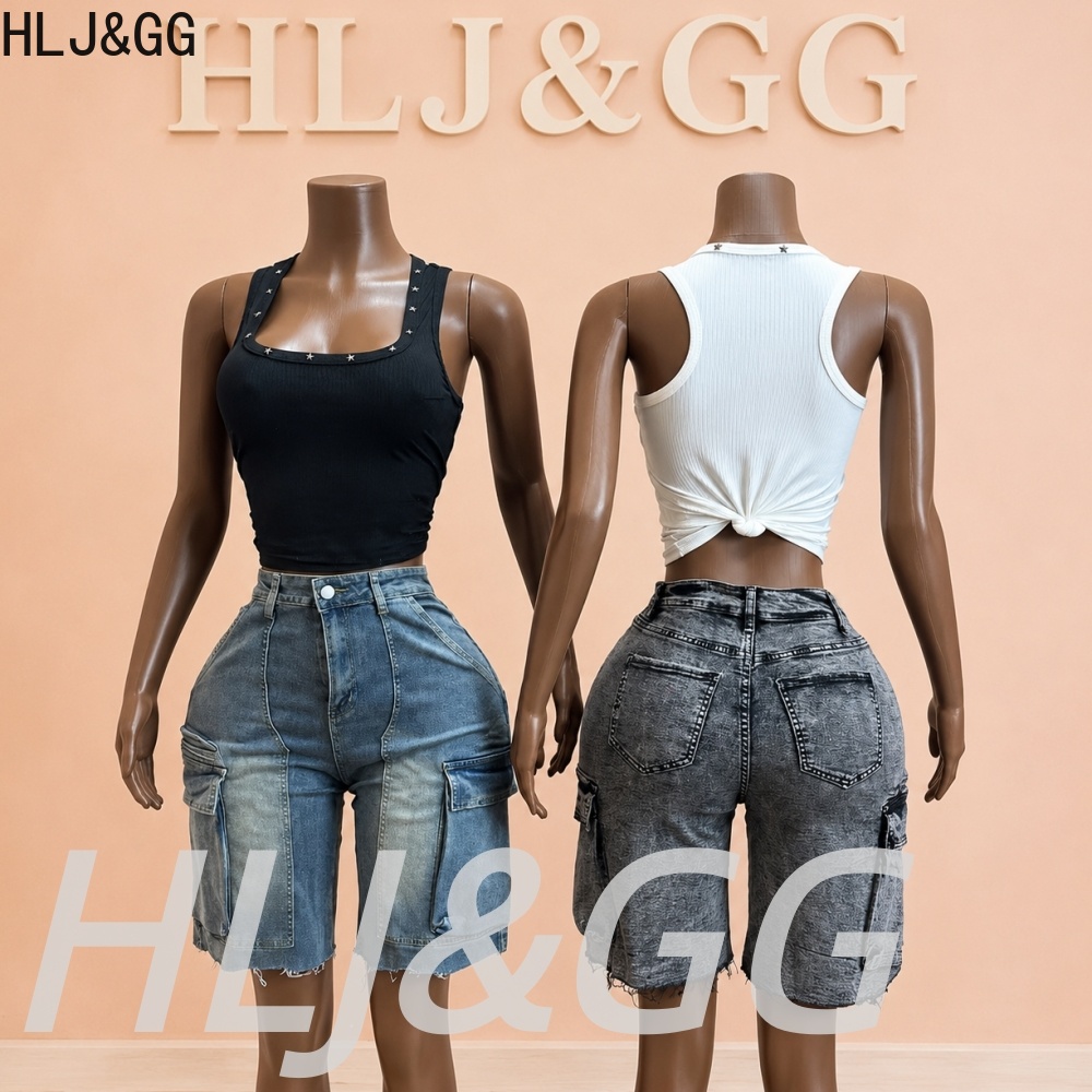 طقم من قطعتين من HLJ&GG: شورت  - مراجعة Women Fashion Jeans Top وسعره