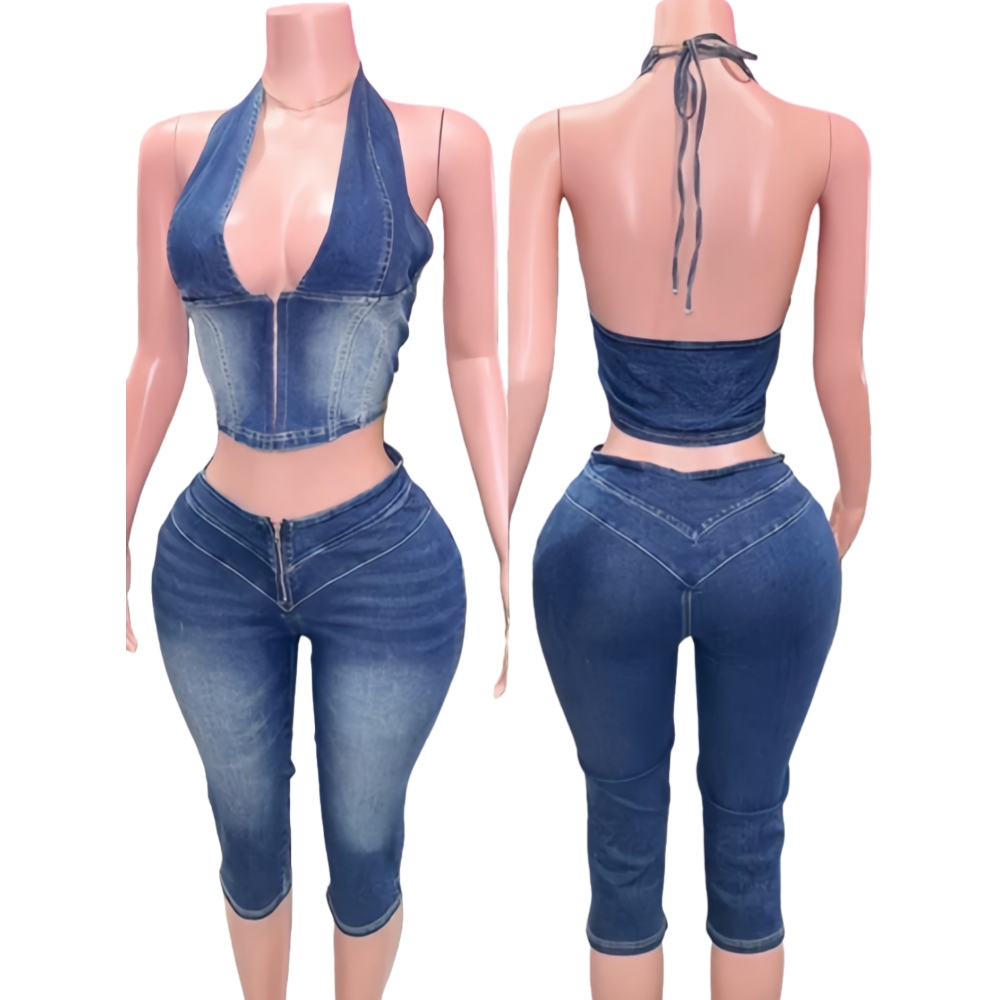 HLJ & GG الأزرق موضة الدنيم ال - مراجعة Women Fashion Jeans Top وسعره