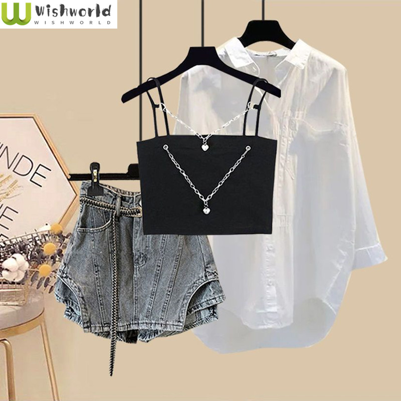 طقم جينز تنحيف وتنورة نسائي ،  - مراجعة Women Fashion Jeans Top وسعره