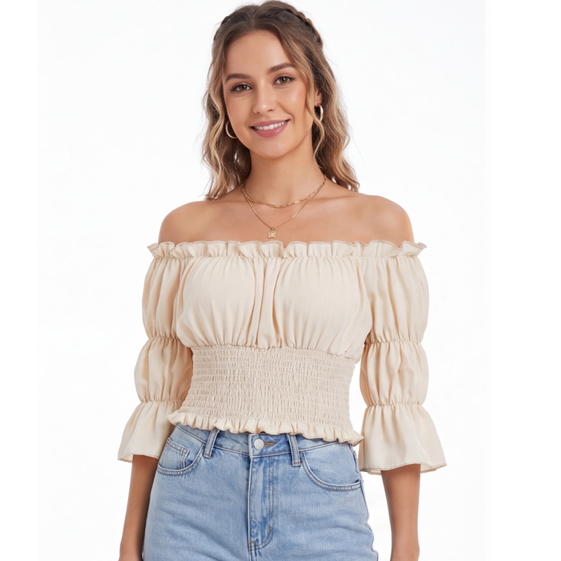 بلوزة نسائية على طراز عصر النه - مراجعة Off Shoulder Top وسعره